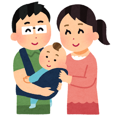 赤ちゃんを抱く夫婦